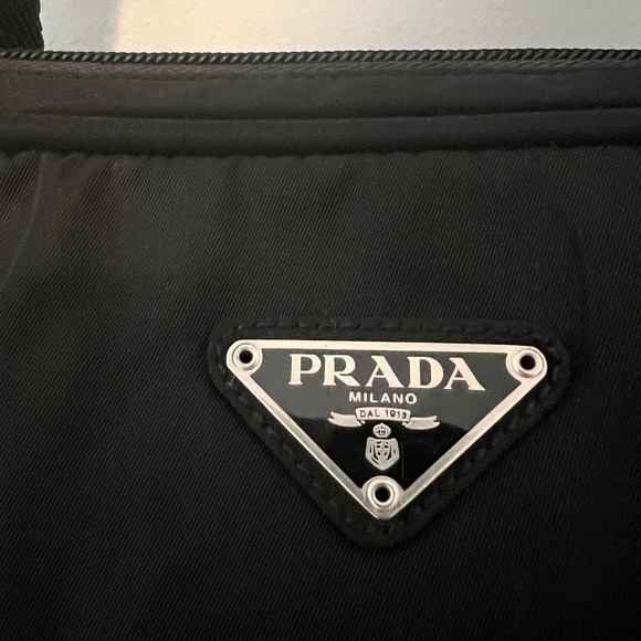Prada Tessuto Black Satchel Casual Tote Office School Book Bag Medium - Picture 12 of 16